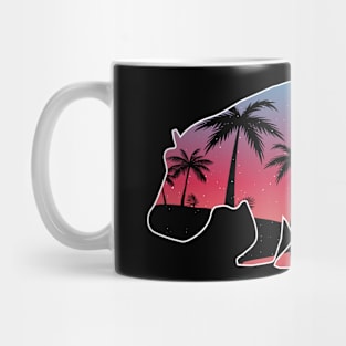 Hippopotamus Beautiful Sunset Beach Palm Tree Mug